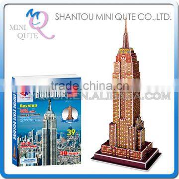 Mini Qute Empire State building block world architecture 3d paper diy model cardboard jigsaw puzzle educational toy NO.G268-31