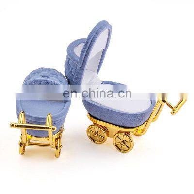 Baby Carriage Velvet Jewelry Box Stroller Wedding Ring Box Gift Box Holder Case for Earrings Necklaces Bracelets Display