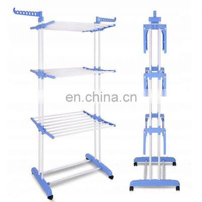 Wing-shaped Shelf Balcony Free Perforation Drying Rack Three-layer Towel Rack Floor-to-ceiling Indoor and Outdoor Clothes Rail photo-4