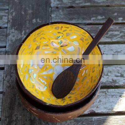 high quality Inlaid Mother Of Pearl Coconut Shell Bowls Wholesale in bulk coconut fruit bowl made in Vietnam