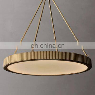 Modern Textured Glass Gold Dining Room Chandelier Elegant Drum Farmhouse Light Fixture for Living Room Bedroom