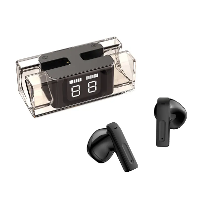 LED display bluetooth earbuds wholesale wireless headphone handfree transparent earphone