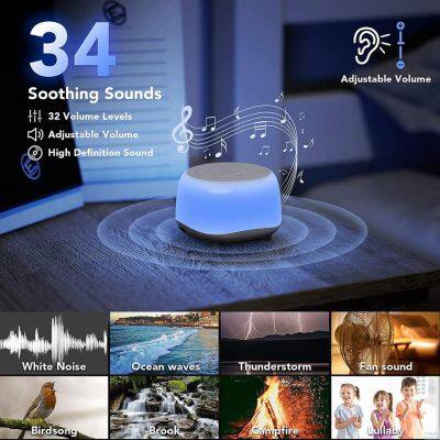 Desktop White Noise Machine Sleep Sound Machine for Baby Sleep Soother With 7 Colors Night Lights Easy to Carry photo-2