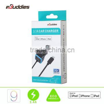 MFi Certified Manufacturers Fast Charging MFi Certified 8pin 3.4A USB Car Charger With MFI Cable for IPhone 6 6s Plus 5S 5C 5 SE photo-6