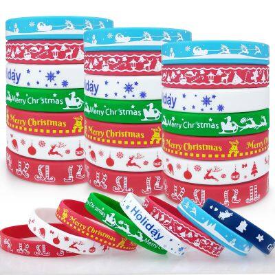 Free Sample Promotional Festive Durable Customized Christmas Silicone Bracelets Perfect for Christmas Holiday photo-2