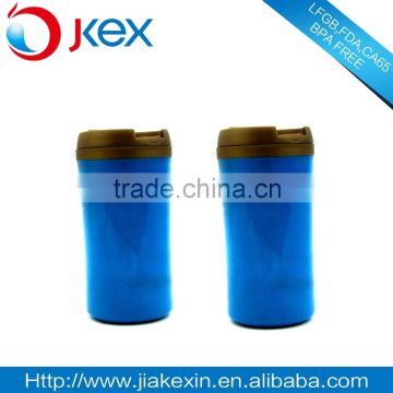 Blue Smooth Surface Double Wall plastic Travel Tumblers With Lids