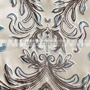 Blue Jacquard Sofa Fabric Spun Polyester Fabric photo-3