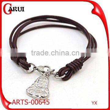 Wholesale Leather Engravable Bracelets With Pendant Mens Leather Bracelet photo-3