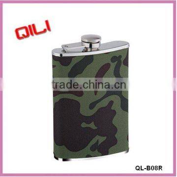 The Wrapping Army Leather wine flask/ leather covered hip flask