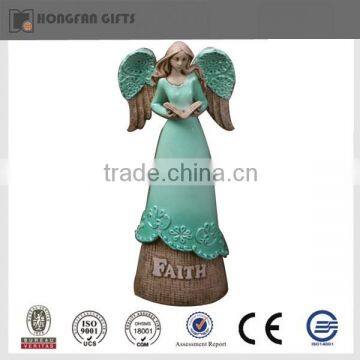 Green Religious Polyresin Faith Angel Decoration Quality Choice