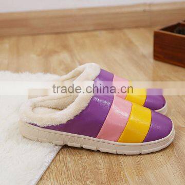 Wholesale PU Stripe Style Slipper ,warm Slipper Indoor Shoes photo-3
