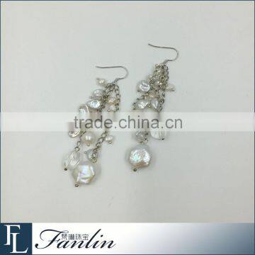 Fashion fancy charm white freshwater pearl earring jewelry