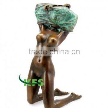 Bronze nude sexy lady statue