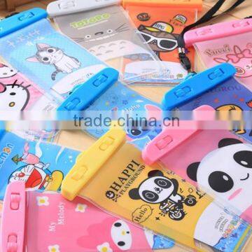 Universal Carton Waterproof Case Pouch Bag with Neckstrap For Cell Phone