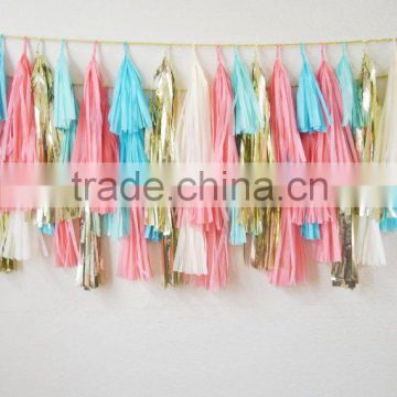 New years eve decoration handmade TISSUE PAPER TASSEL GARLAND                        
                                                Quality Choice