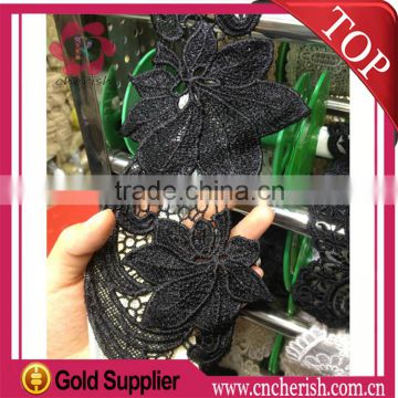 2016 fashion water soluble black lace trim for national costume and girls