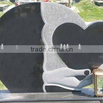 Single Heart Granite Tombstone