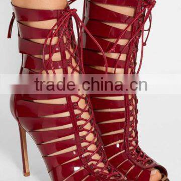 2016 fashion hollow out brand new strap lace-up sexy high heel women sandals