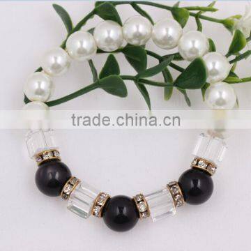 fashion women Jewelry Beaded Black Pearl Crystal Bracelet