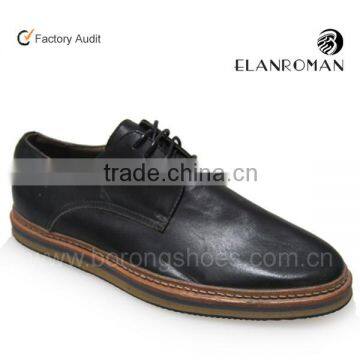 Black fashion lace up leather shoes for men in Guangzhou manufacturer