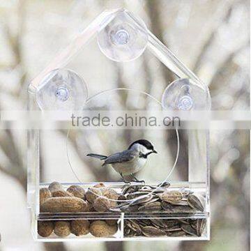 Clear Custom Acrylic Bird Feeder House Window Sliding Feed Tray Quality Choice Most Popular