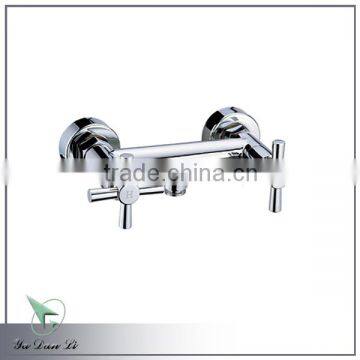 Polished chrome cross pattern double handle wall mounted shower cold hot water mixer 8850