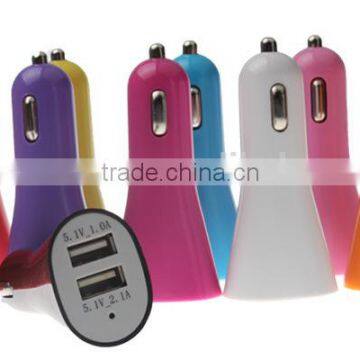 China factory dual port horn car charger adapter with led