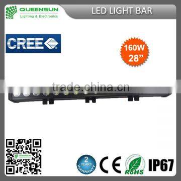 QUEENSUN Hight power 12v 28" 160W led light bar for truck,excavator,suvs SRLB160-C2