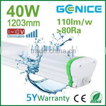 Dimmable IP65 waterproof led tubes 1200mm 40W with 5 years warranty, outdoor advertisement ip65 led tri-proof light