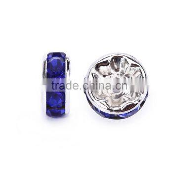 Silver Plated Sapphire Color #206 Rhinestone Jewelry Rondelle Spacer Beads Variation Color and Size 4mm/6mm/8mm/10mm photo-2