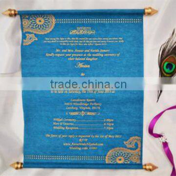 Peacock l Theme Unique Feather Hotfoil Gold in the Box Roya Wedding Invitation Card photo-2