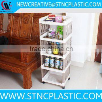 5 tier corpse Pantry Spicy Organizer plastic easy Toilet hanger Rack with wheels