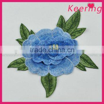 blue handmade flower patches for embroidery for wedding dress decoration