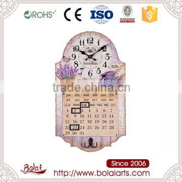 Good textured light purple lavender calendar design mdf wall clock without frame