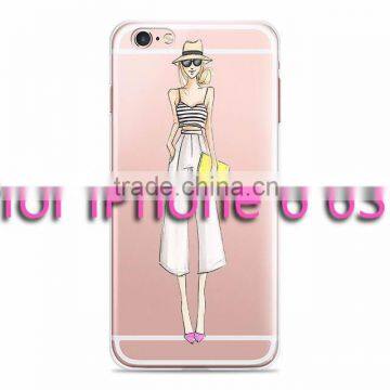 Fashion Girl Transparent Clear Soft Silicon TPU Gel Phone Case Cover for IPhone 6 6S Plus photo-3