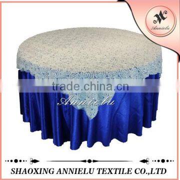 Cheap wedding table overlay embroidered chiffon table overlay