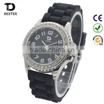 New Design Rhinestone Silicone Ladies geneva Women Watch