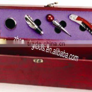 Deluxe wood wine corkscrew set