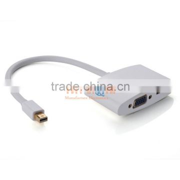 2 in 1 Aluminum Metal Mini DP DisplayPort Male to VGA / HDMI Female Adapter Cable for Surface Pro Apple Mac ASUS