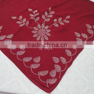 S049 Lastest Muslim Square Scarf With Rhinestones photo-3