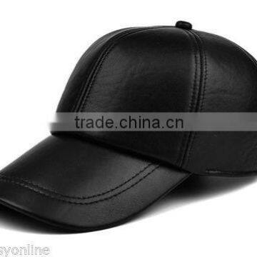 leather baseball caps - fashion black leather snapback cap with 3D Emb