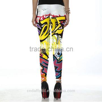 New Women Pants Fashion Colorful Comic Doodles Printed Sport Black Milk Pencil leggings