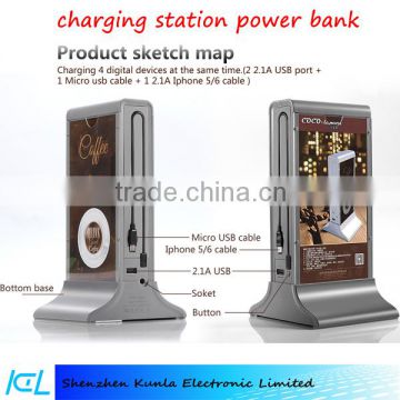 Advertising Holder with 4 Charging port Menu Advertising Coffee Shop Power Bank For Cafe / Restaurant / Bar