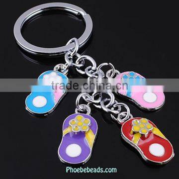 Wholesale Creative Gift Colorful Bunch Zinc Alloy Slipper Keychain PB-KC085