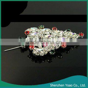 Christmas Tree Shaped Rhinestone Christmas Brooch