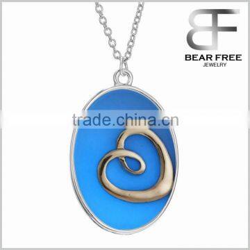 Luminous Glow in the Dark Swirl Heart Oval Shaped Pendant Necklace