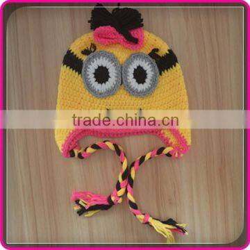 yellow minion knitting free winter beanie hat for kids