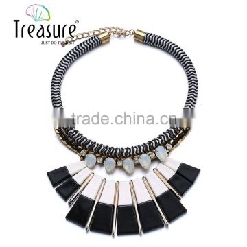 2015 new arrive rope choker necklace resin necklace with precious stones