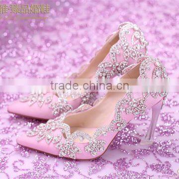 OW22 Beautiful Diamond Crystal Decor Evening High-heeled Party Wear Dress Shoes for Women photo-3