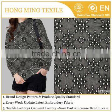 Sexy Blackout Design Pattern Embroidery Fabric for lady Autumn Garment Diamond Gemetric Flower Pattern Chemicla Embroidery Black